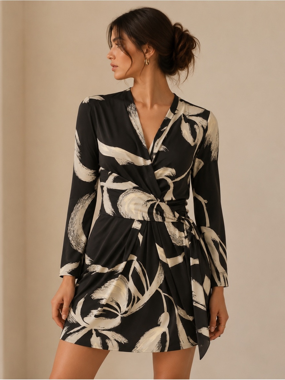 BCBG MaxAzria Wrap  Dress Medium 3/4 Sleeve